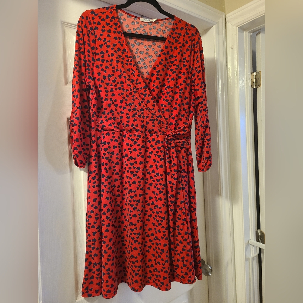 Red dress with heart print
